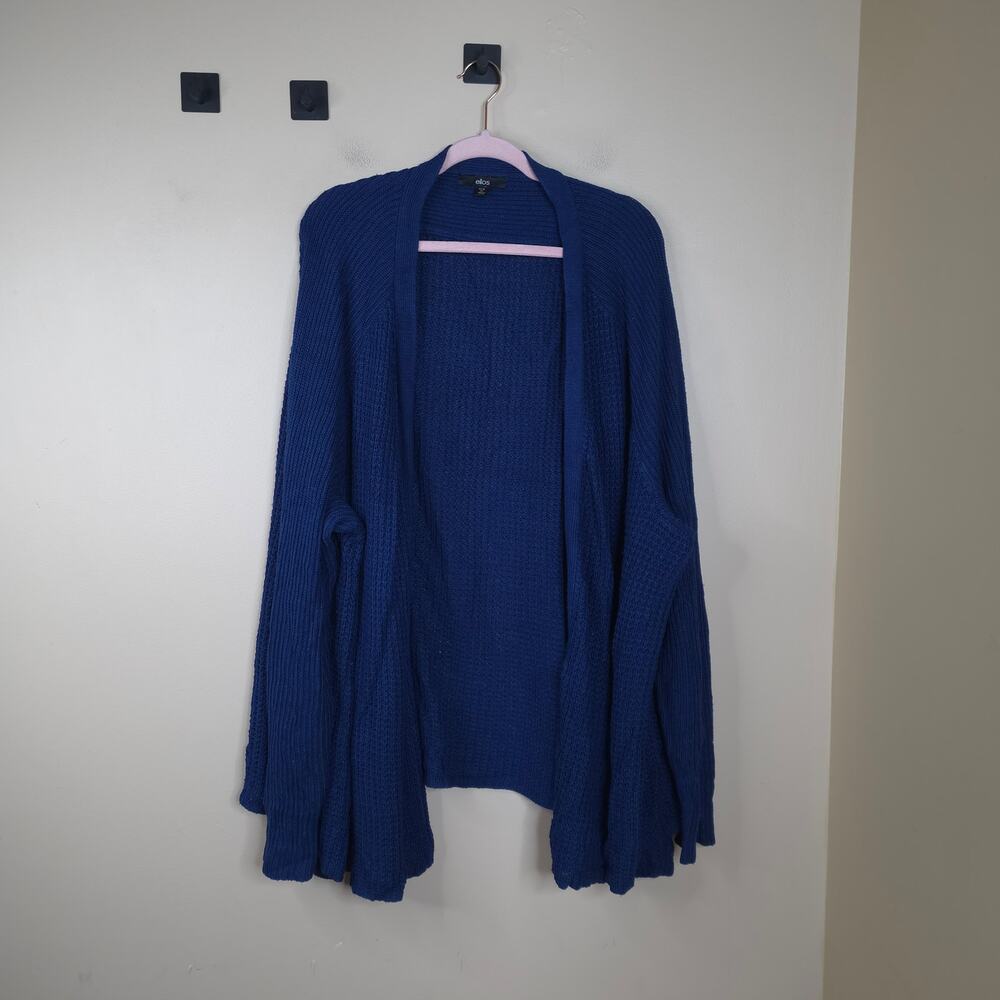 Ellos Open Front Ribbed Knitted Cardigan in Navy Size 4X